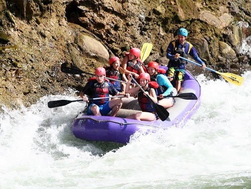Students white water rafting