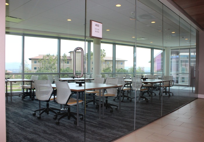View of the glass enclosed study room in Hall 365