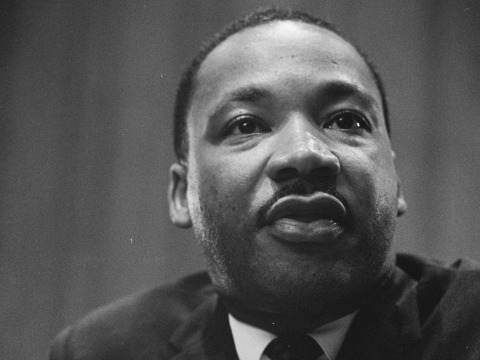 Black and white photo of Martin Luther King Jr.