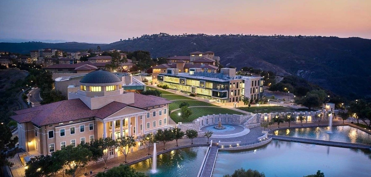 Soka campus aerial view at night