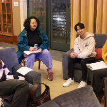 Four people take part in a group discussion during MLK Week