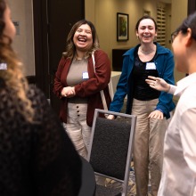 College Night attendees and organizers share a laugh