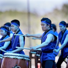 A student group plays the drums during the festival
