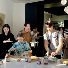 Students enjoy crêpes during a Café en Français Event