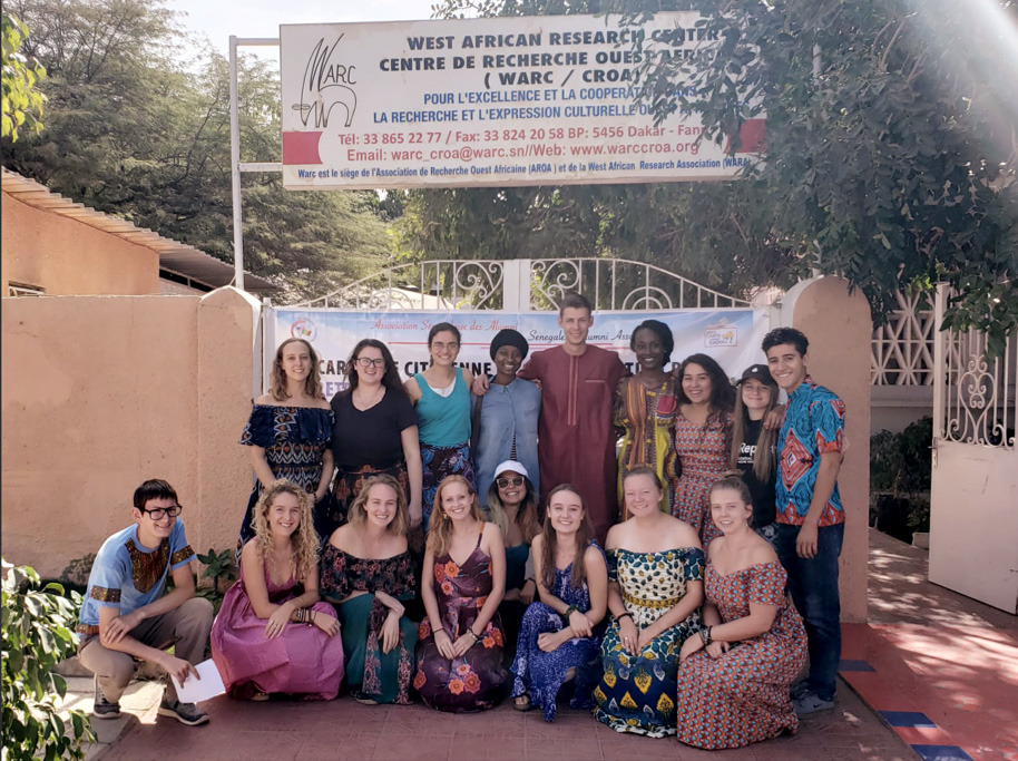 Students at gate of research center in Dakar