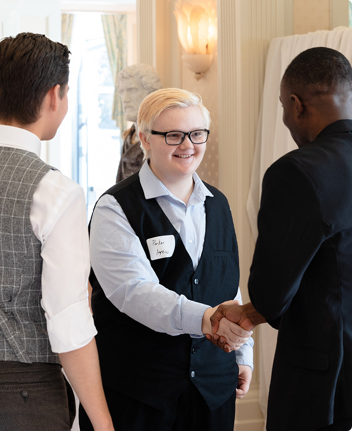 Students shaking hands