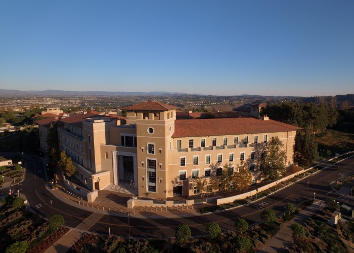 Panoramic exterior of library