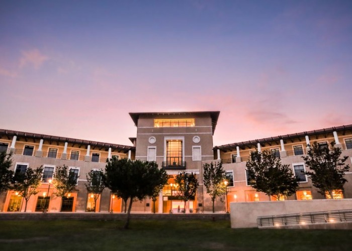 Image of the library during sunset.