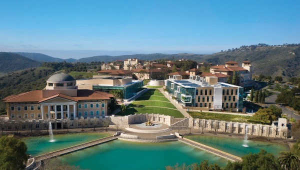 View of Soka campus from above Peace Lake