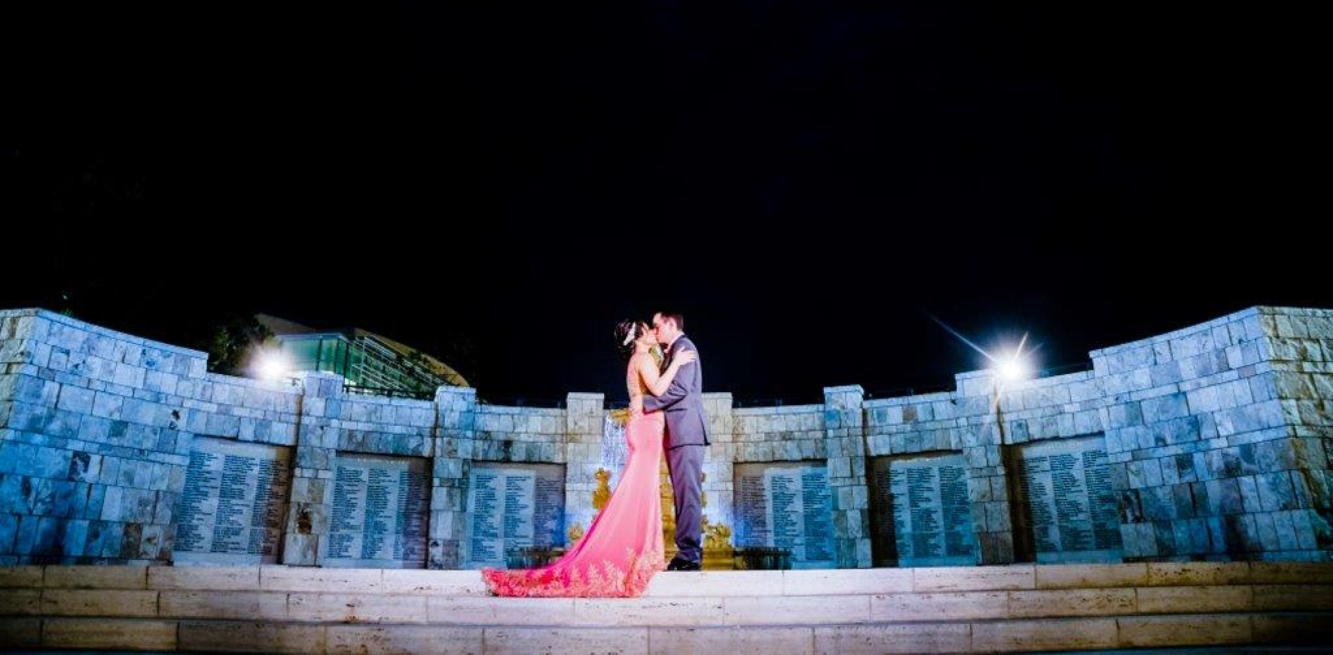 Image of wedding couple at Peace Lake.