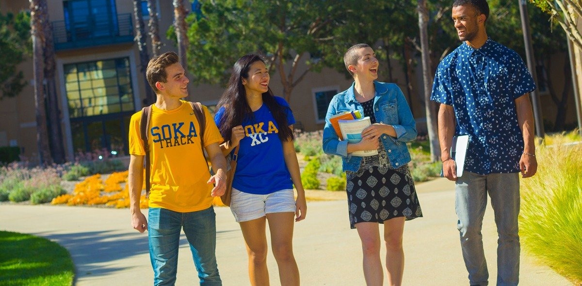 Students walking on campus