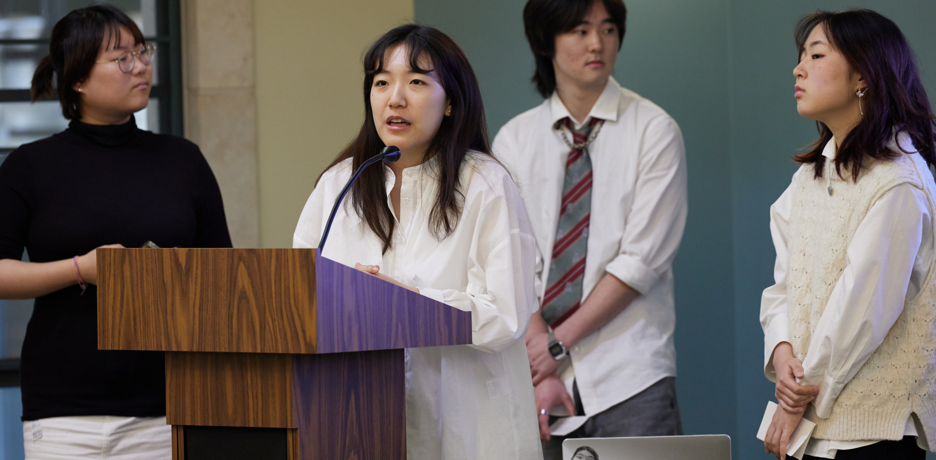 Kaori Nemoto, Chaerin Her, Sakura Kato, and Taka Matsumoto give a presentation during the symposium
