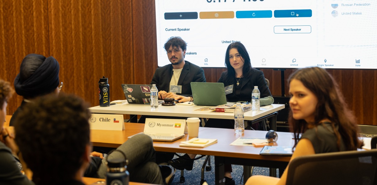 Students participate in the first Model U.N. conference hosted on SUA’s campus on Mar. 29.