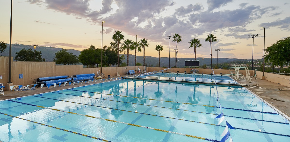 SUA's pool during sunset