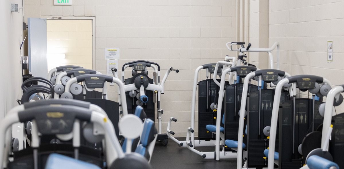 Fitness machines are seen in SUA's weightroom.