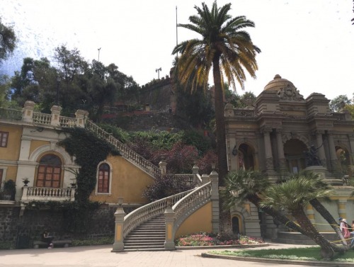 Landscape of building with palm tree