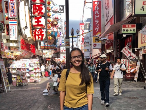 Student on street in Osaka