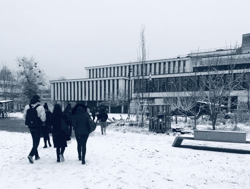 Snowy campus in Grenoble, France