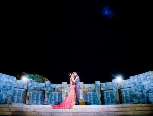 Image of wedding couple at Peace Lake.