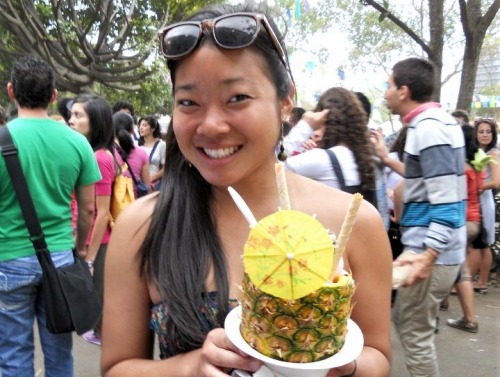 image of student holding pineapple