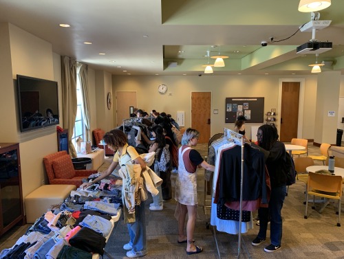 students swaping clothes