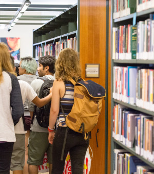 Image of students in library