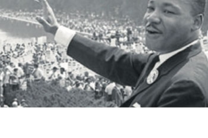 Martin Luther King Jr. speaks to a large crowd