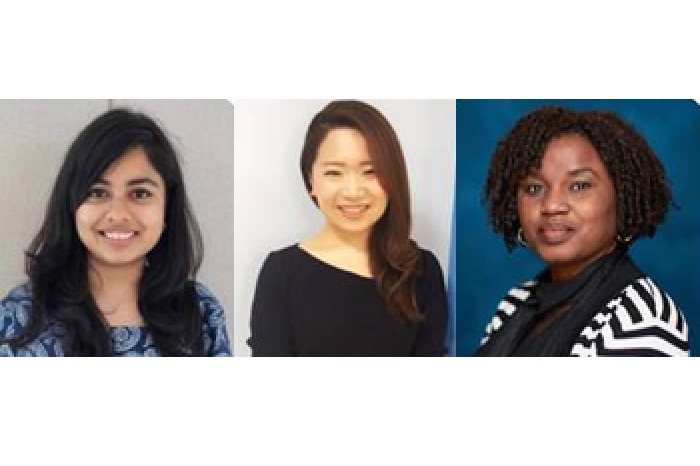 Composite image of 3 speakers, Shreya Dixit, Chika Esiobu, Keiko Sakamoto Bilgic
