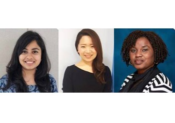 Composite image of 3 speakers, Shreya Dixit, Chika Esiobu, Keiko Sakamoto Bilgic