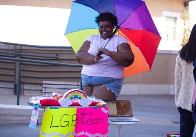 Image of student tabling for LGBTeam