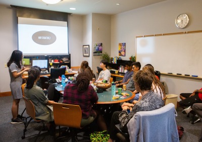 Image of debate team meeting.