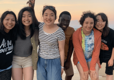 Soka University students at the beach