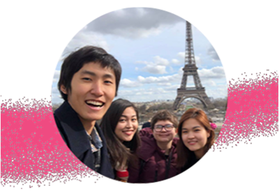 Four students studying humanities