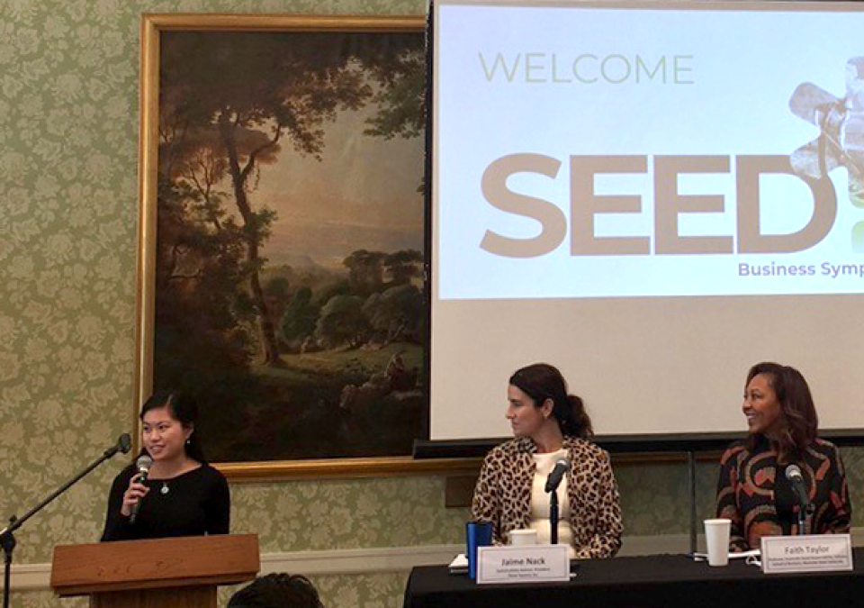 Photo of panel speaking at the SEED Symposium