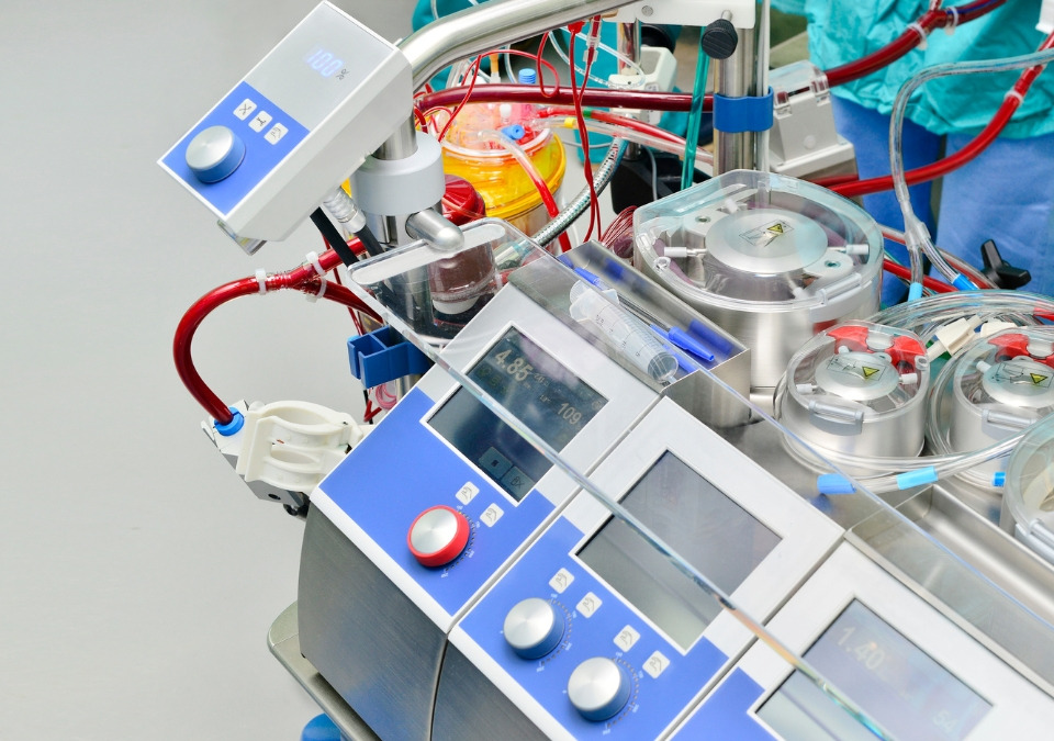 Close-up photo of a heart-lung machine