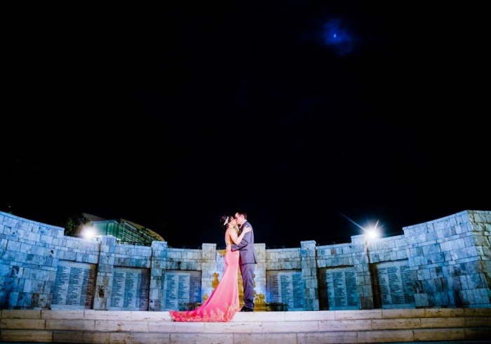 Image of wedding couple at Peace Lake.