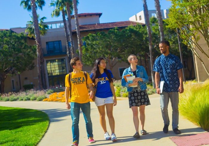 Image of students walking around campus.