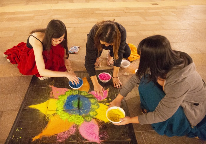Image of students creating art during Diwali