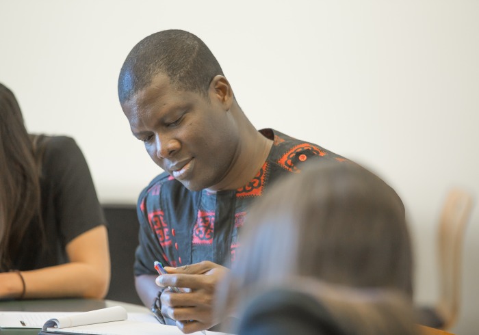 Graduate student in classroom