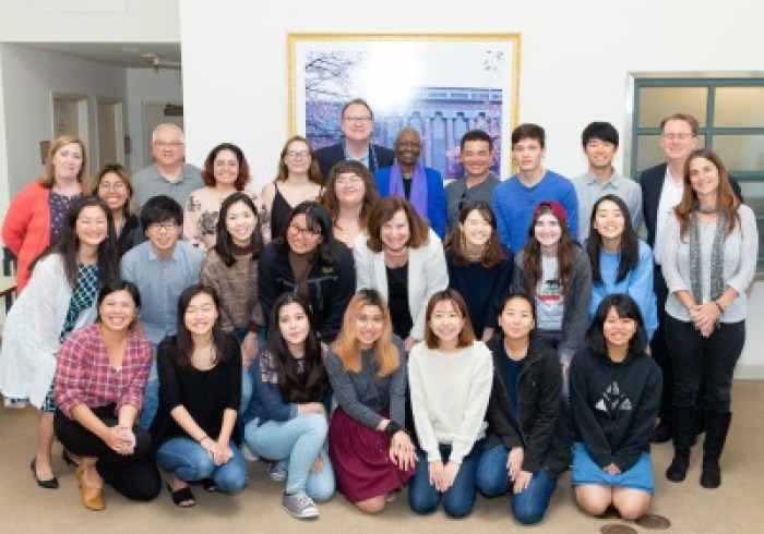 Group photo of Soka's Pi Gamma Mu chapter