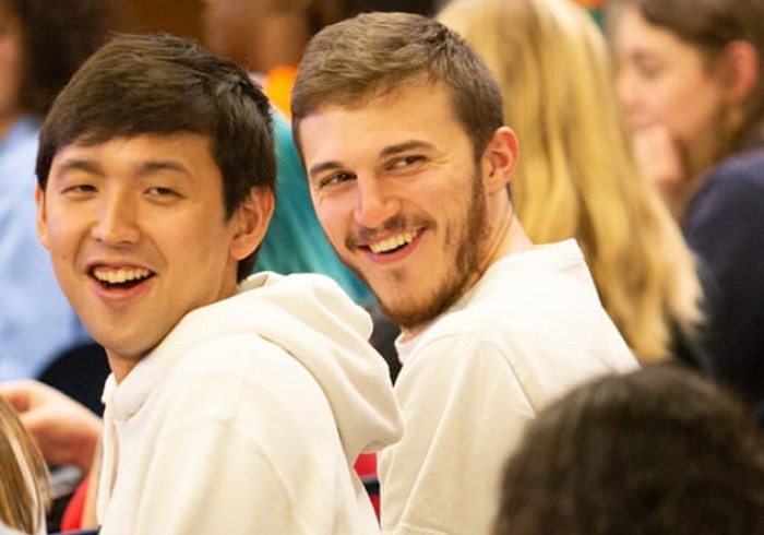 Students smiling during campus event