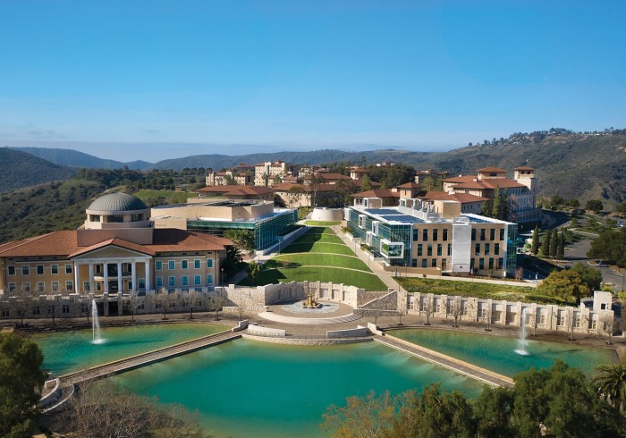 View of Soka campus from above Peace Lake