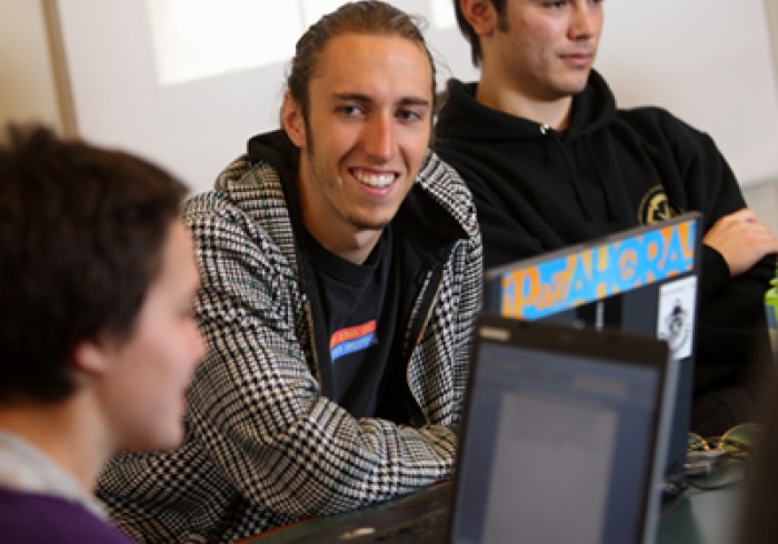 Students smile during class