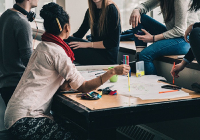 A group of people working together