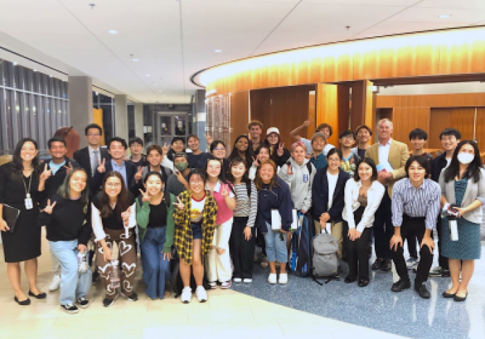 International students pose for a photo