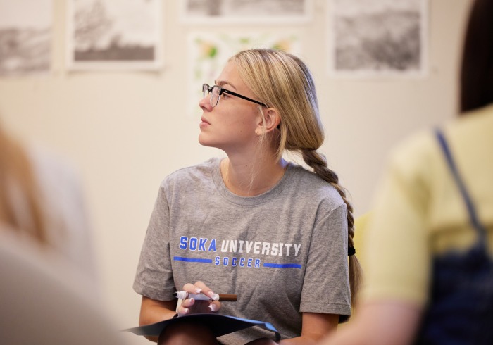 A student listens during a discussion