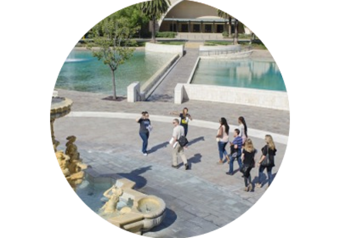 Students walking on campus