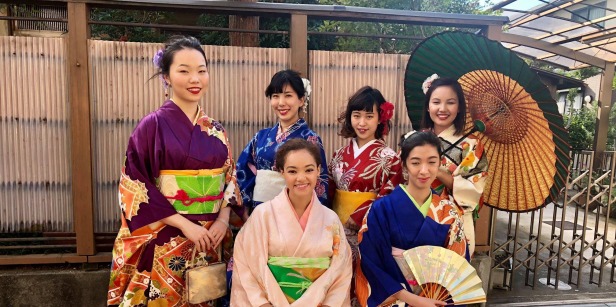 Students in traditional Japanese attire