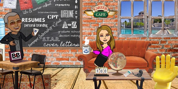 Illustration of Career Center's menu of services, including resume and cover letter writing advice