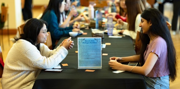 Students participate in a DEI discussion in the Bistro